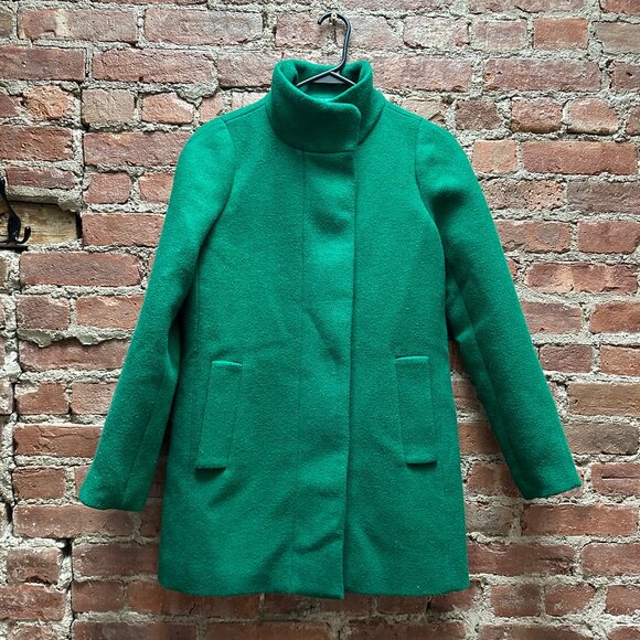 J. Crew Women's City Coat wool trench in emerald green, size 0 - Picture 1 of 6